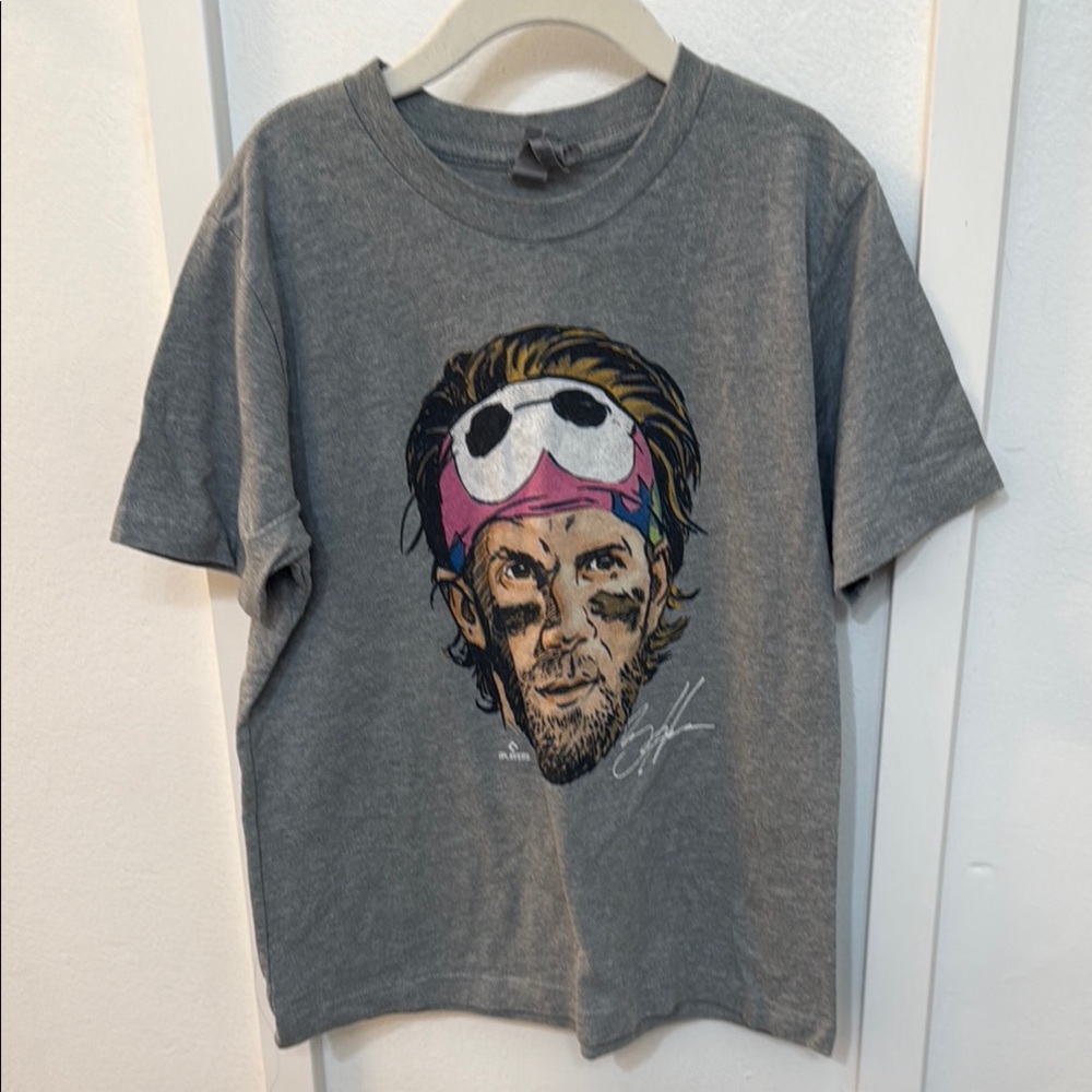 Gray Graphic T-Shirt with Bryce Harper Face Design